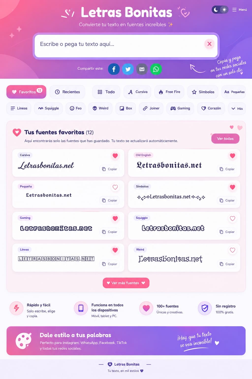 Letras bonitas para copiar y pegar