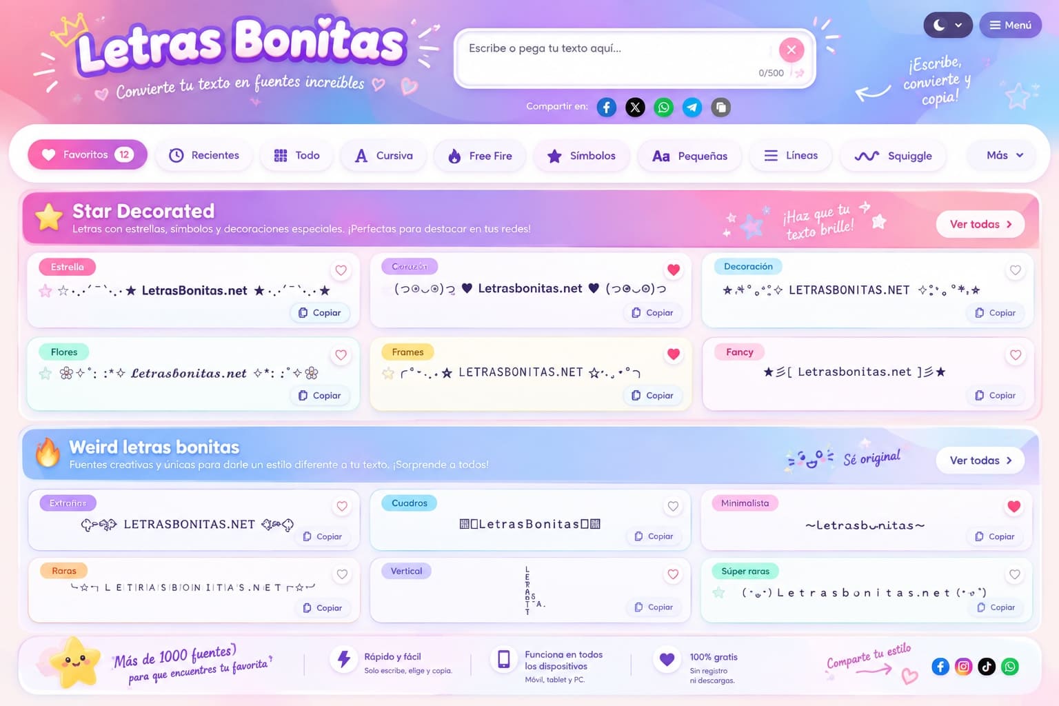 Letras bonitas para copiar y pegar